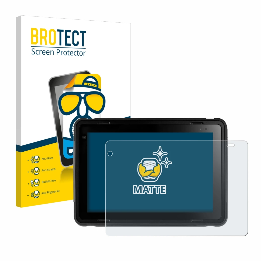 Front side of a product packaging with the brand logo BROTECT. Next to it is the device Texa Axone Voice shown with the corres