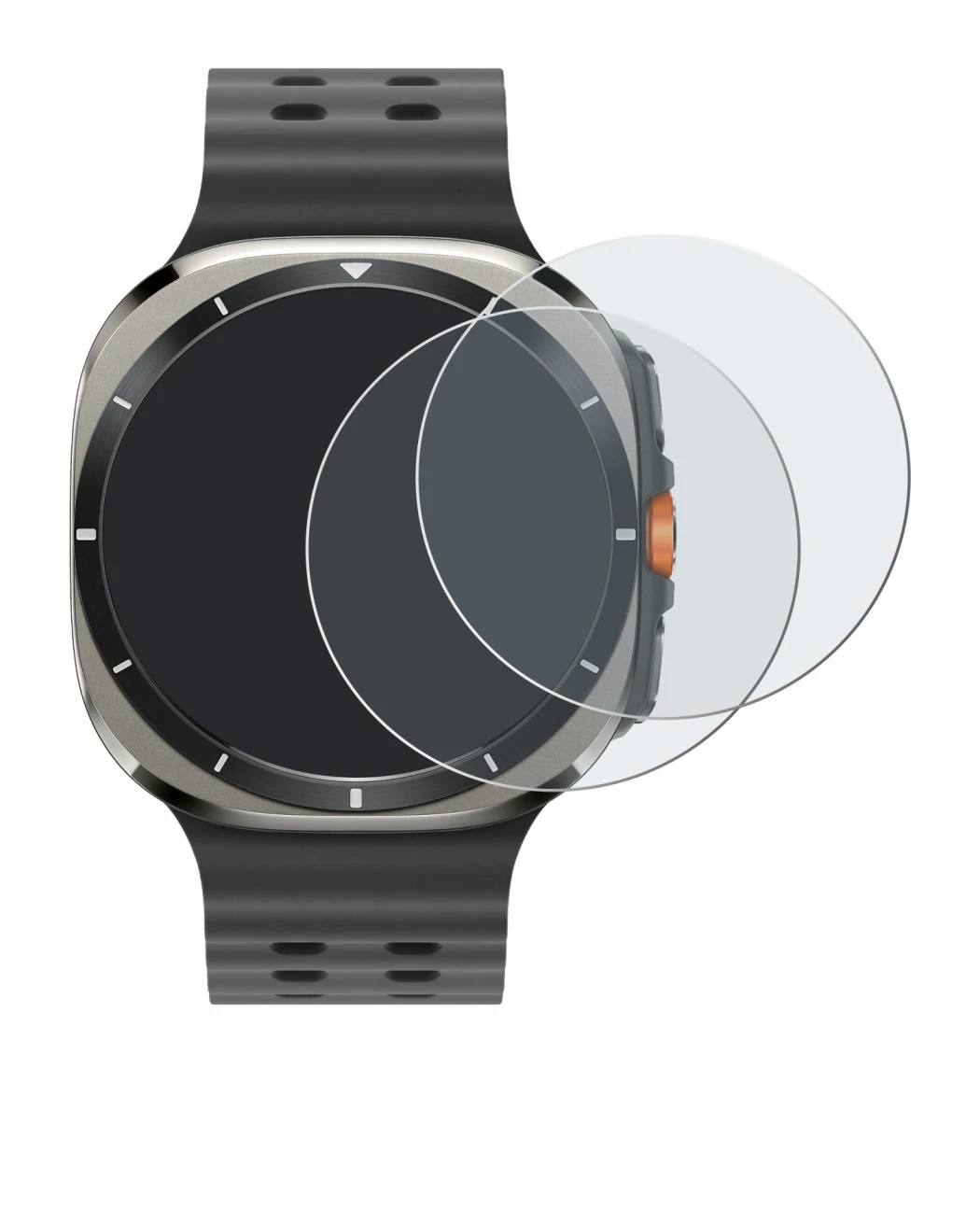 Image of the device Samsung Galaxy Watch Ultra (47 mm) with a wide variety of screen protectors.