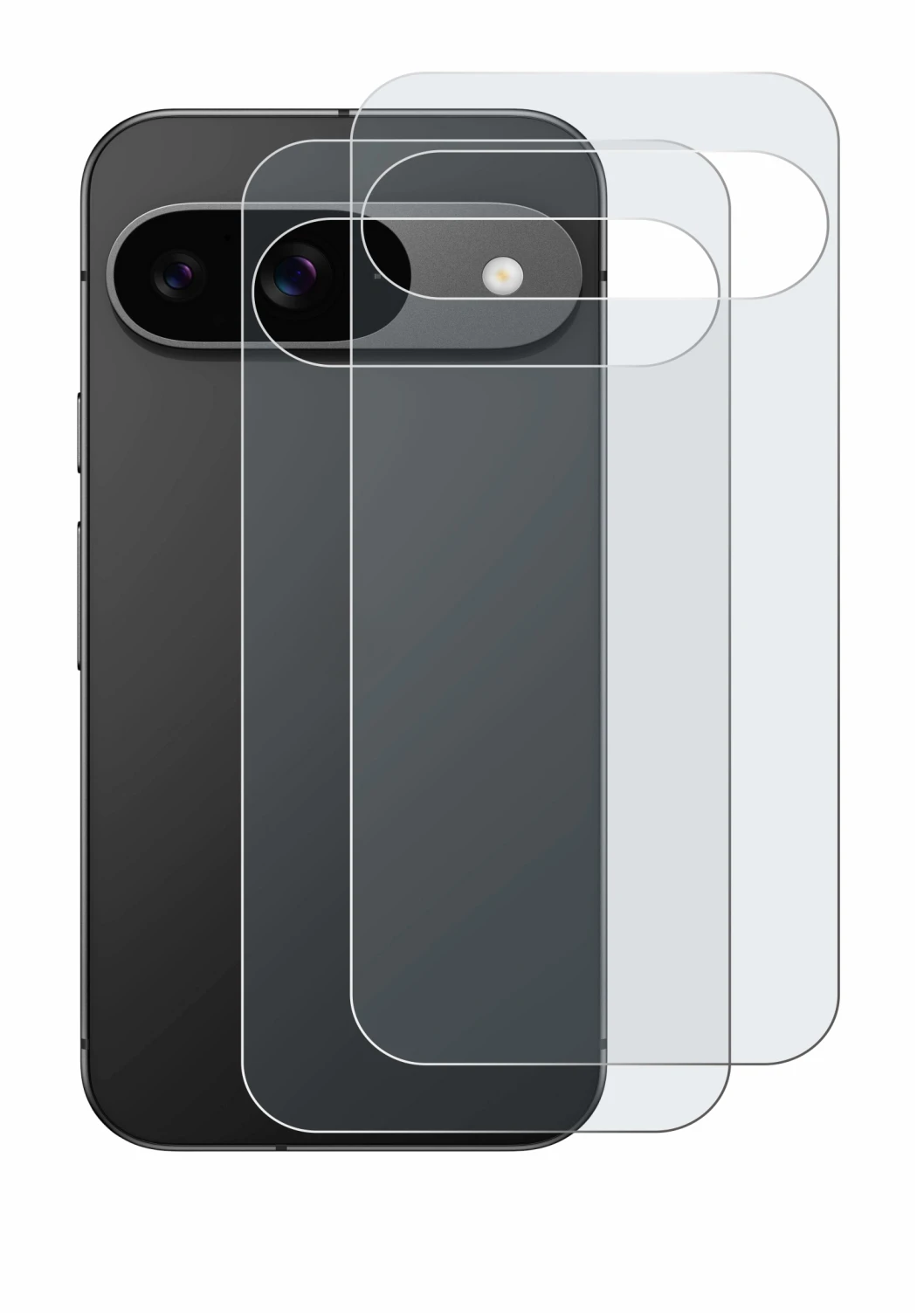 Image of the device Google Pixel 9 (Back) with a wide variety of screen protectors.