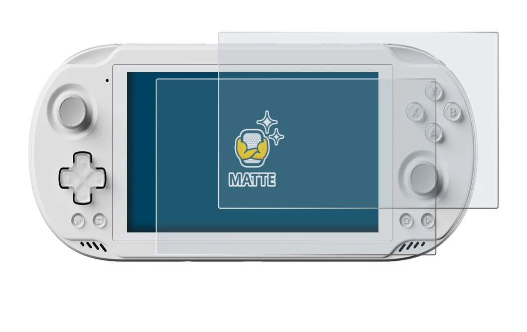 Image of the device AYN Odin 2 Mini with a wide variety of screen protectors.