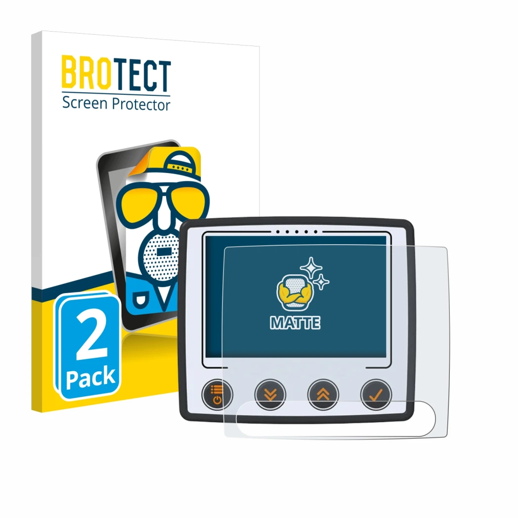 Front side of a product packaging with the brand logo BROTECT. Next to it is the device Skytraxx 5 Mini shown with the corresp