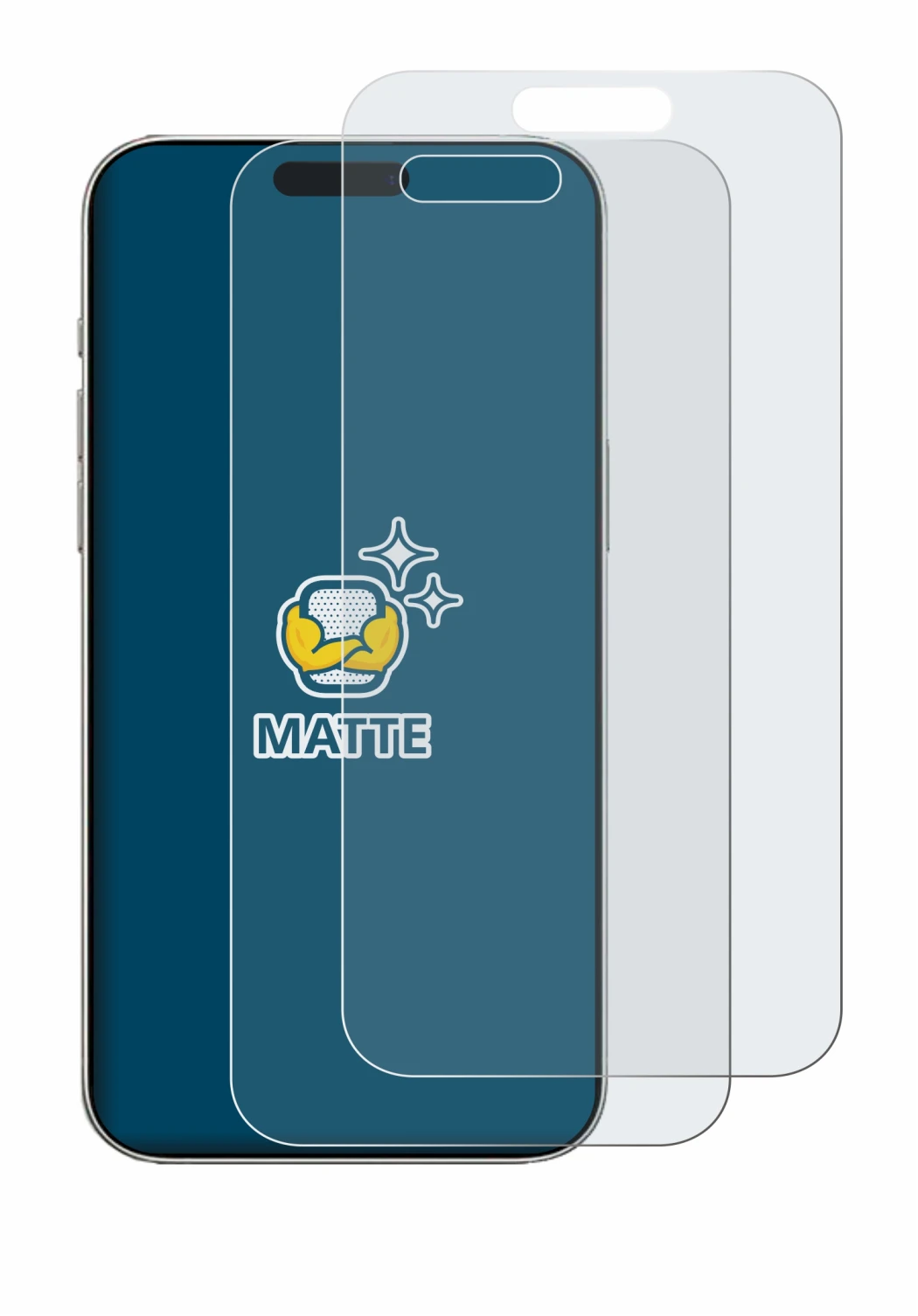 Image of the device Apple iPhone 16 with a wide variety of screen protectors.