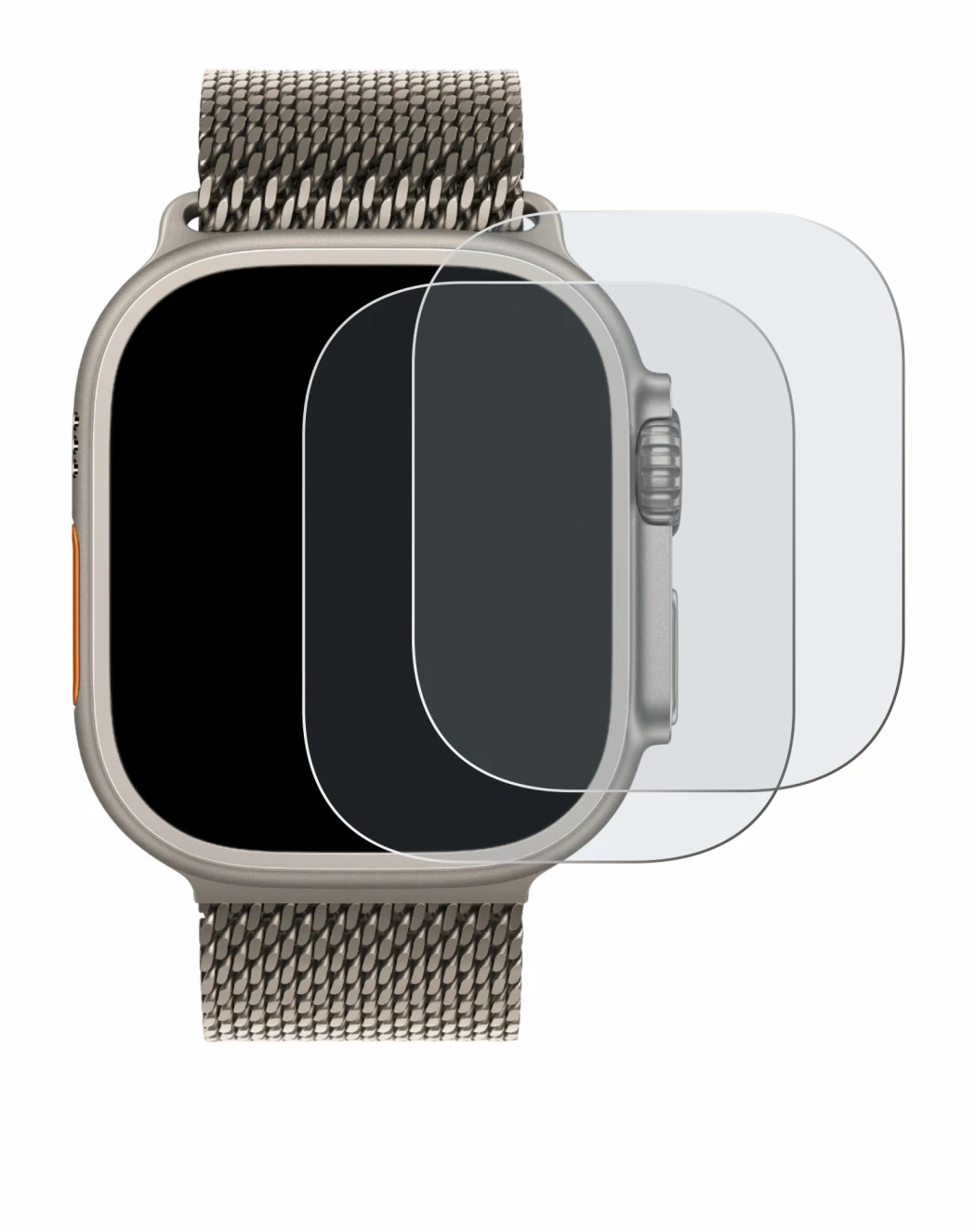 Image of the device Apple Watch Ultra 3 with a wide variety of screen protectors.