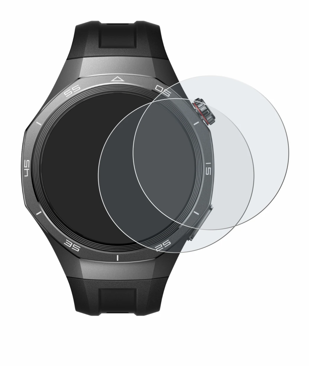 Image of the device Huawei Watch GT 5 Pro (46 mm) with a wide variety of screen protectors.