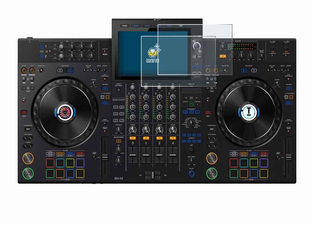 Image of the device AlphaTheta XDJ-AZ with a wide variety of screen protectors.