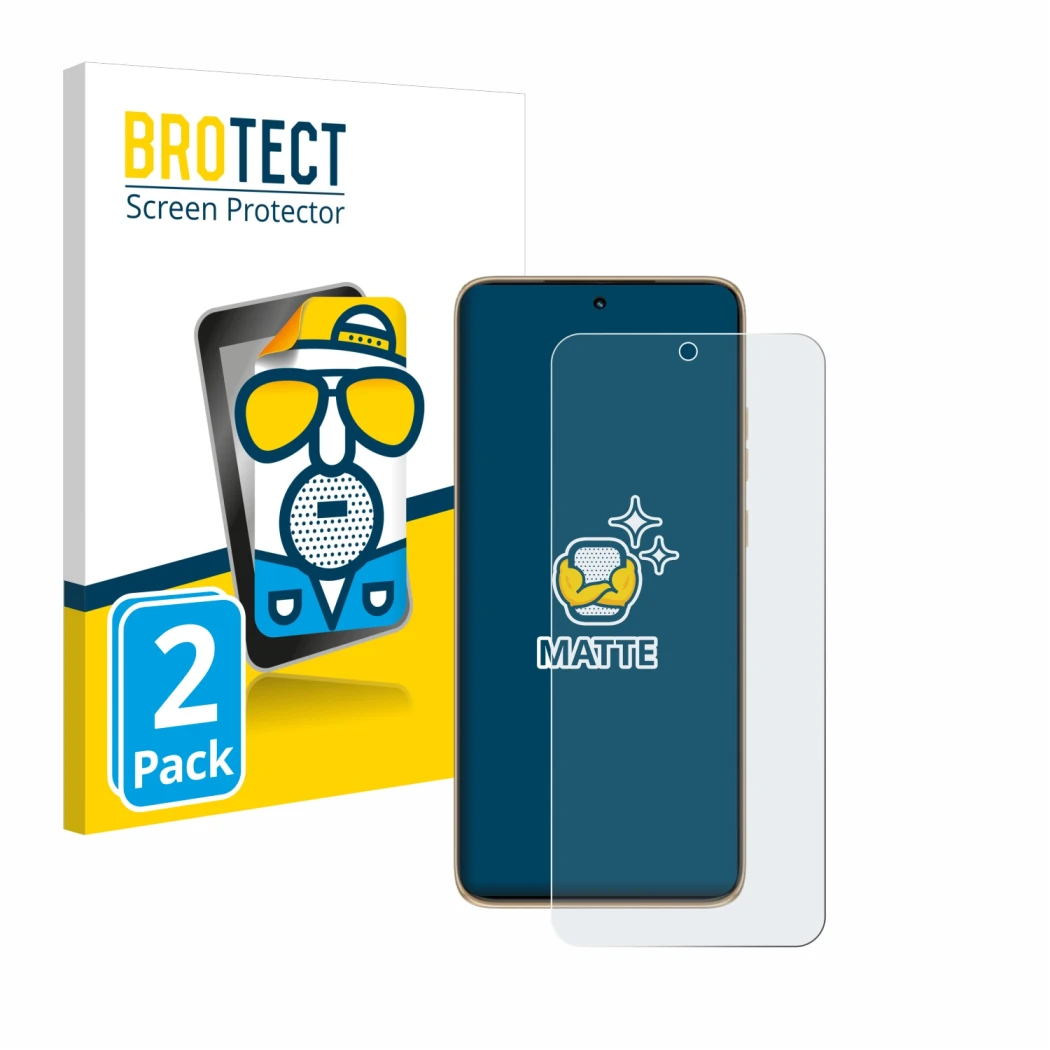 Front side of a product packaging with the brand logo BROTECT. Next to it is the device Motorola Edge 50 Neo shown with the co