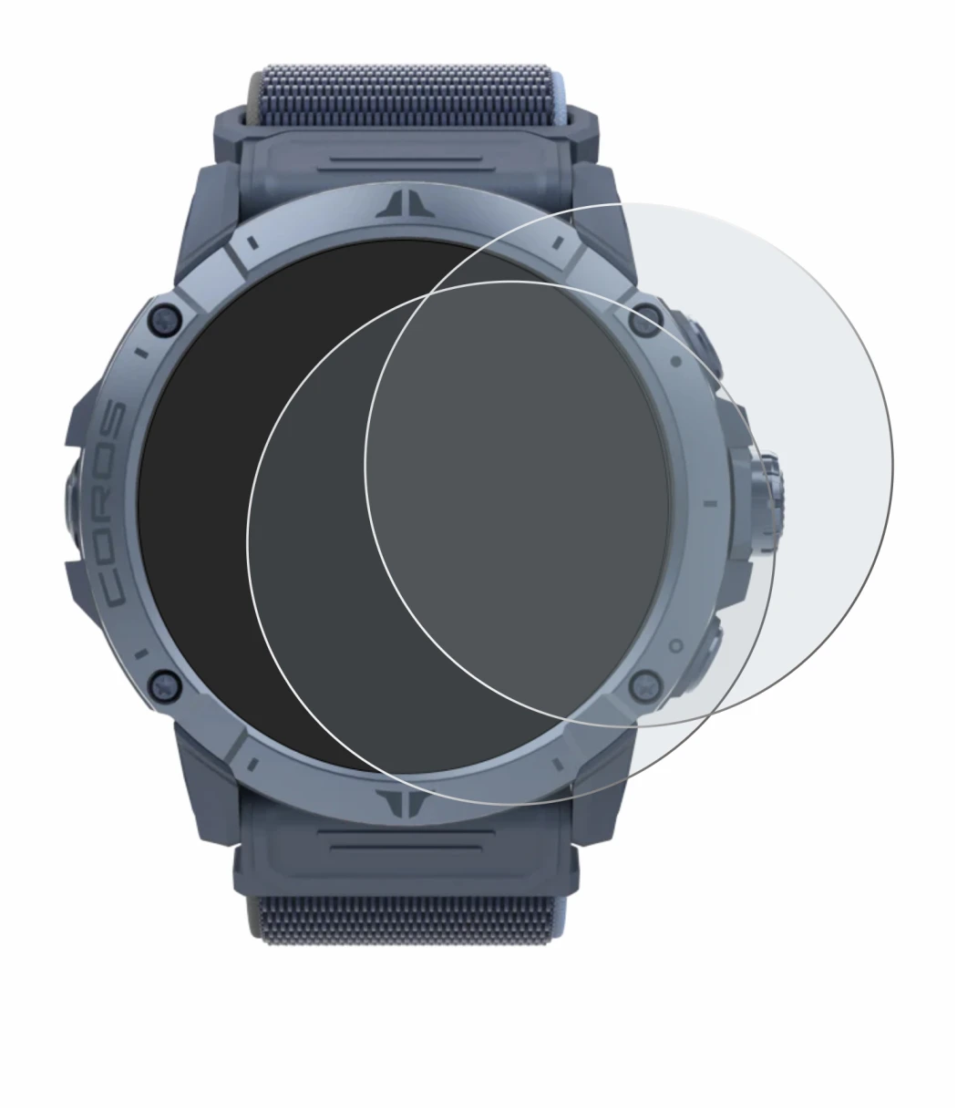 Image of the device Coros Vertix 2S with a wide variety of screen protectors.