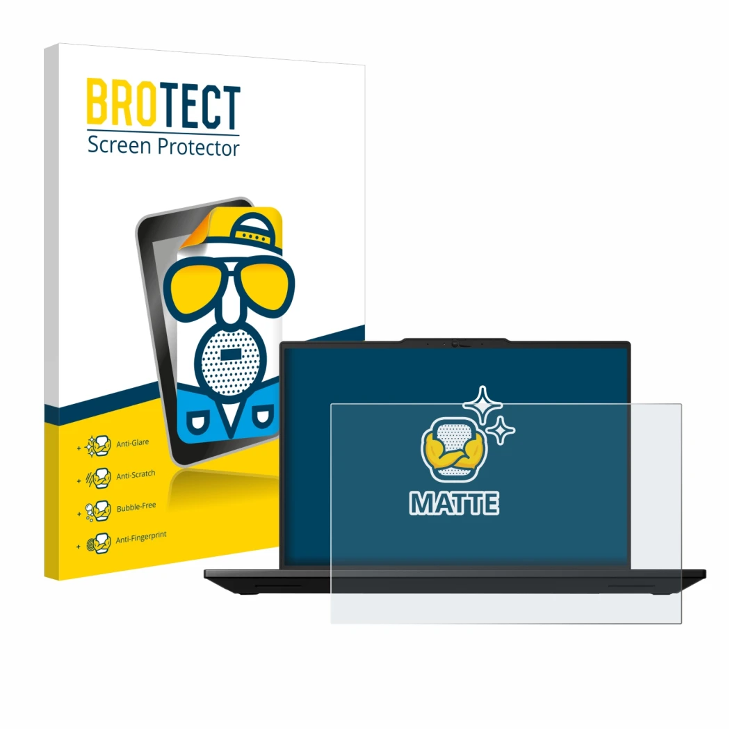 Front side of a product packaging with the brand logo BROTECT. Next to it is the device Lenovo ThinkPad P14s Gen 5 14.5