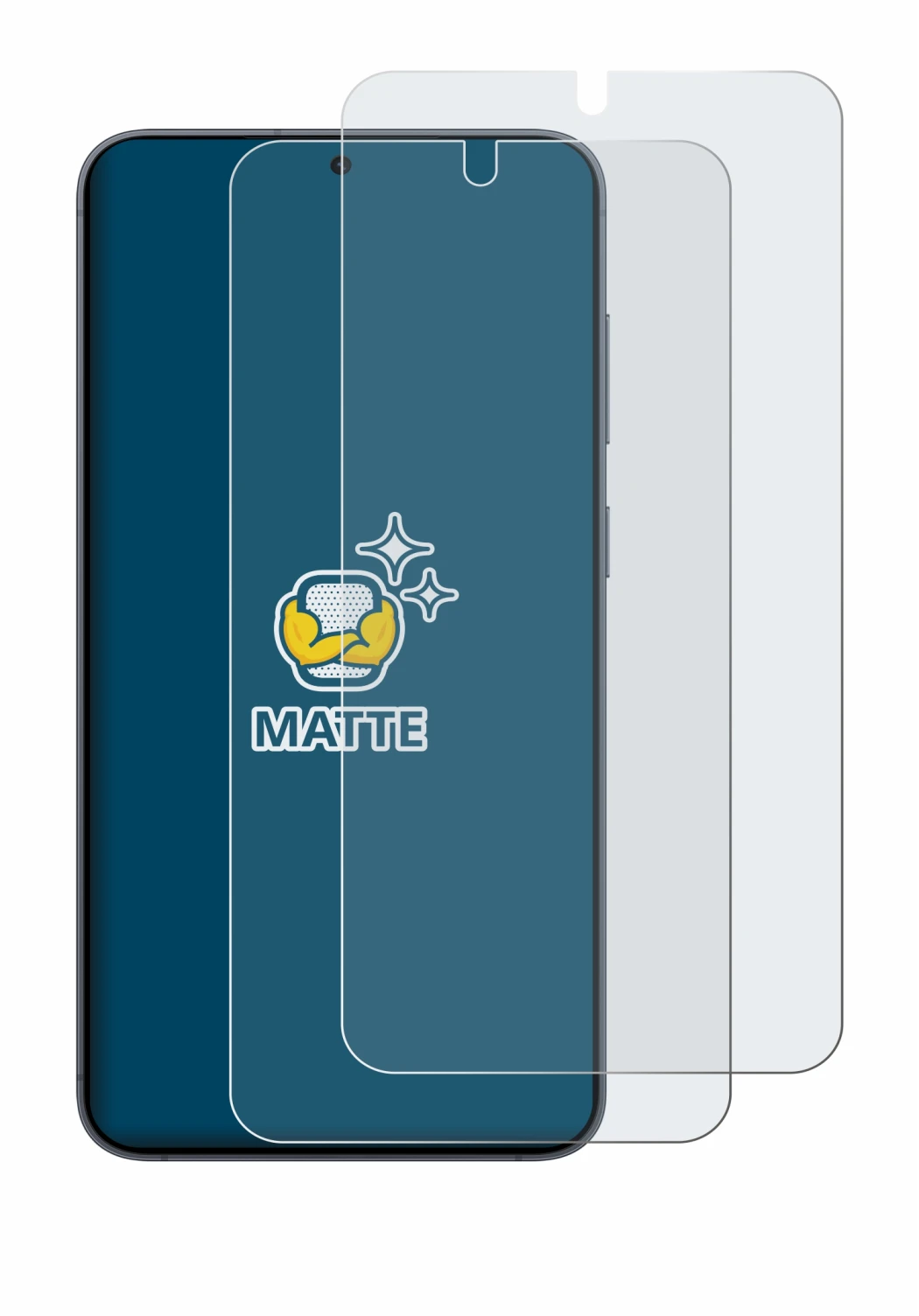 Image of the device Samsung Galaxy S25 with a wide variety of screen protectors.