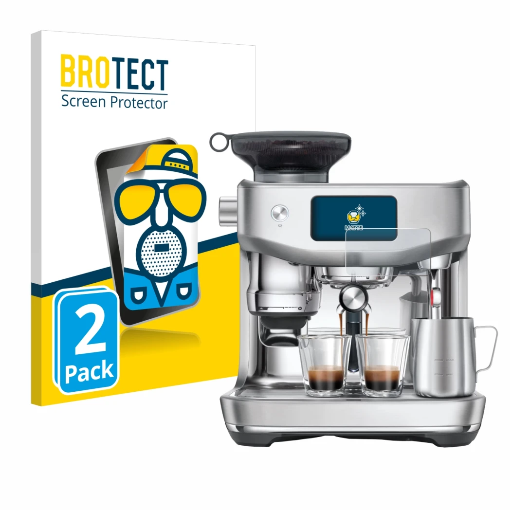 Front side of a product packaging with the brand logo BROTECT. Next to it is the device Sage the Oracle Jet shown with the cor