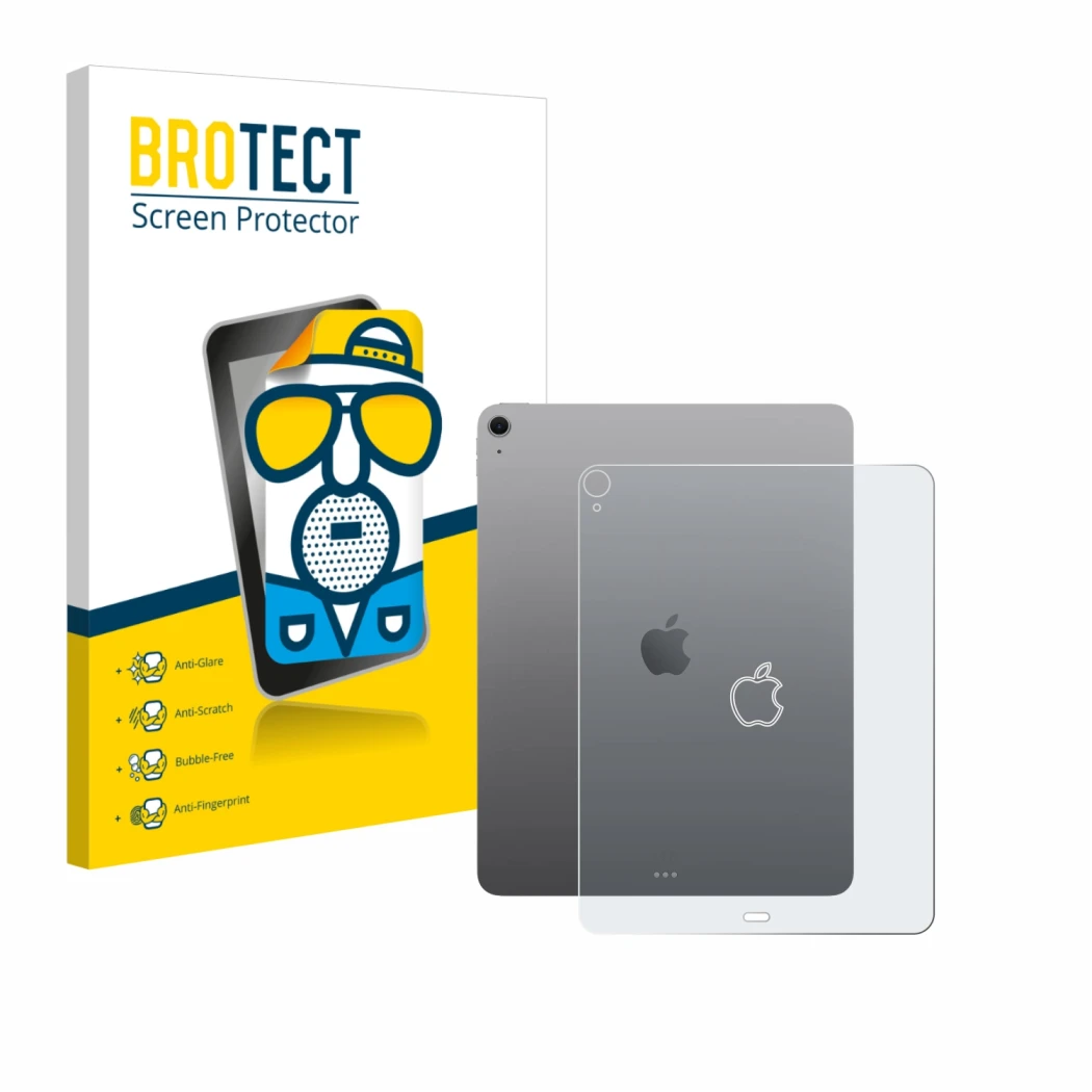 Front side of a product packaging with the brand logo BROTECT. Next to it is the device Apple iPad Air 13