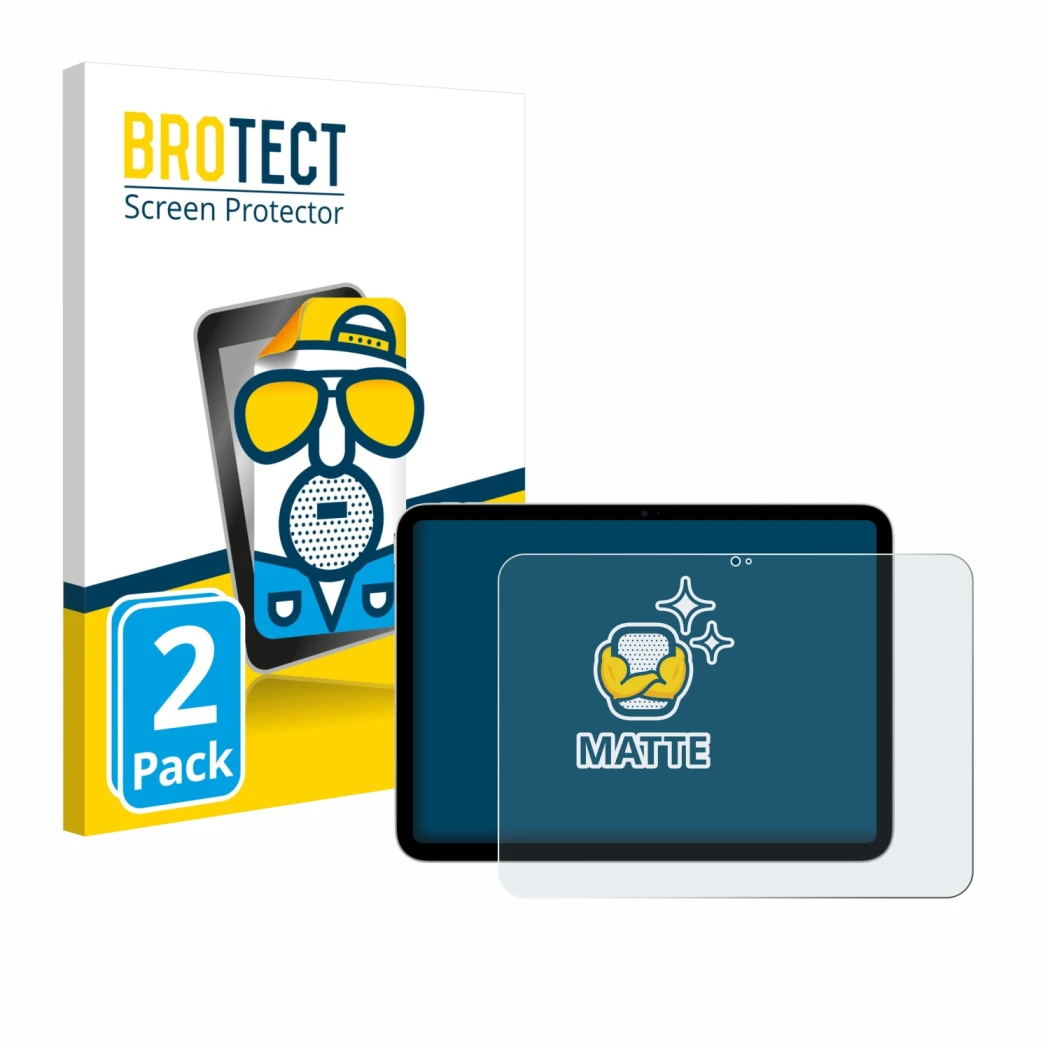 Front side of a product packaging with the brand logo BROTECT. Next to it is the device Apple iPad A16 11