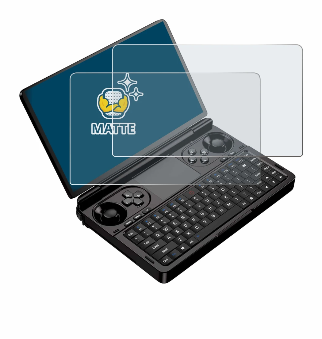 Image of the device GPD Win Mini (2025) with a wide variety of screen protectors.