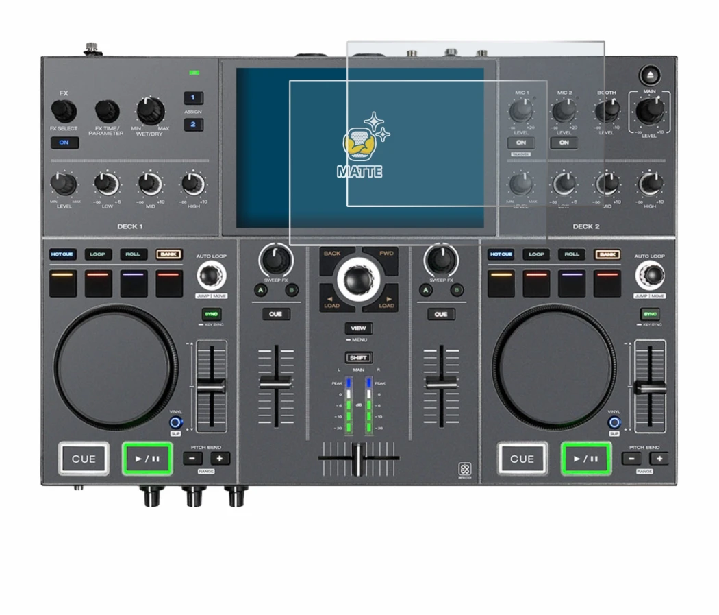 Image of the device Denon DJ Prime Go+ with a wide variety of screen protectors.