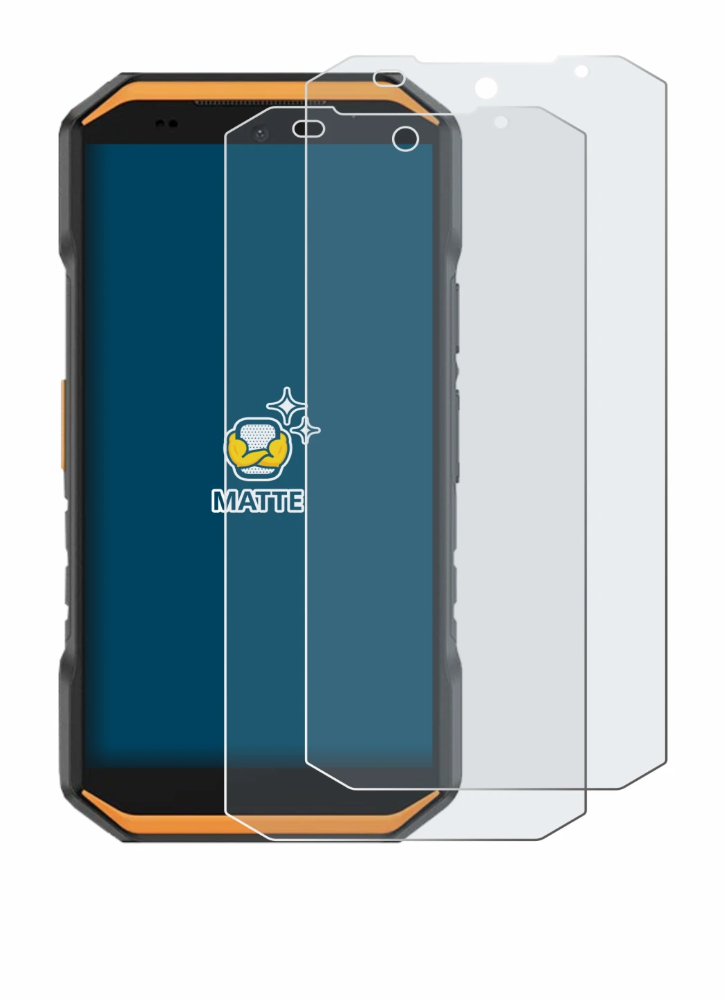 Image of the device Ulefone Armor X32 with a wide variety of screen protectors.