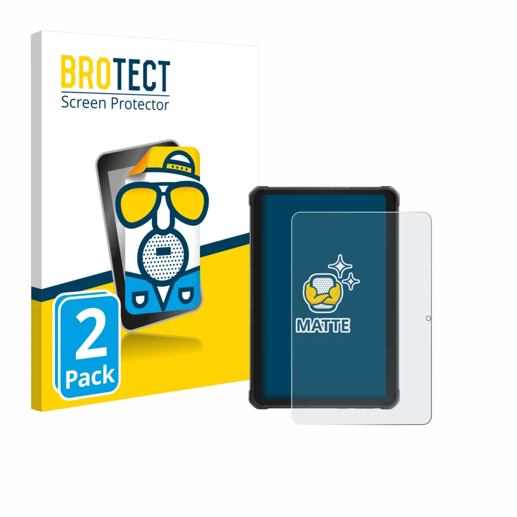 Front side of a product packaging with the brand logo BROTECT. Next to it is the device Hotwav R10 Pro shown with the correspo