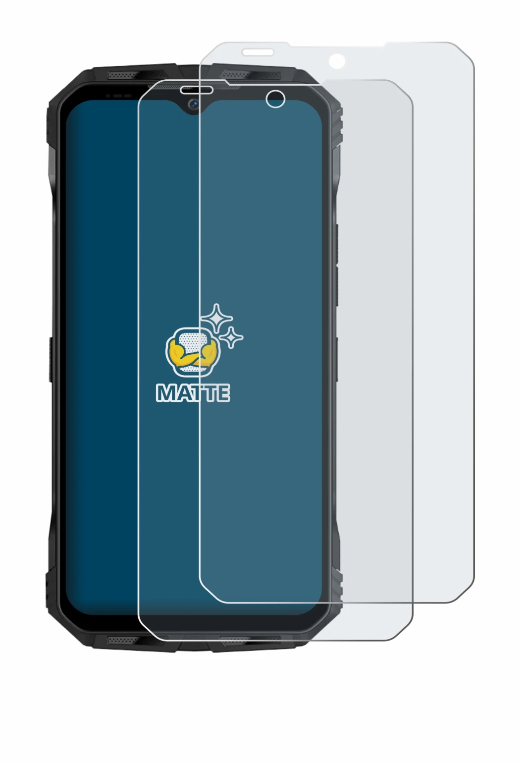 Image of the device Doogee V Max S with a wide variety of screen protectors.