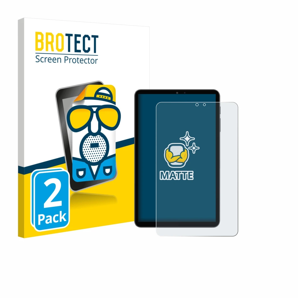 Front side of a product packaging with the brand logo BROTECT. Next to it is the device Alldocube iPlay 70 mini Pro shown with