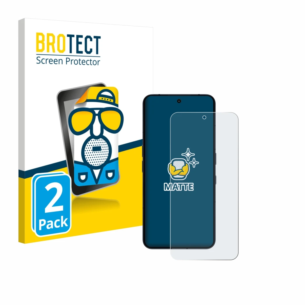 Front side of a product packaging with the brand logo BROTECT. Next to it is the device Nothing Phone (3) shown with the corre