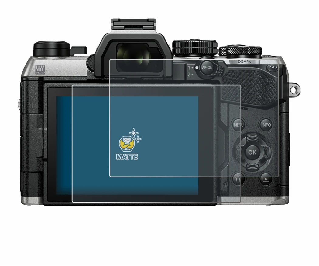 Image of the device Olympus OM System OM-5 Mark II with a wide variety of screen protectors.