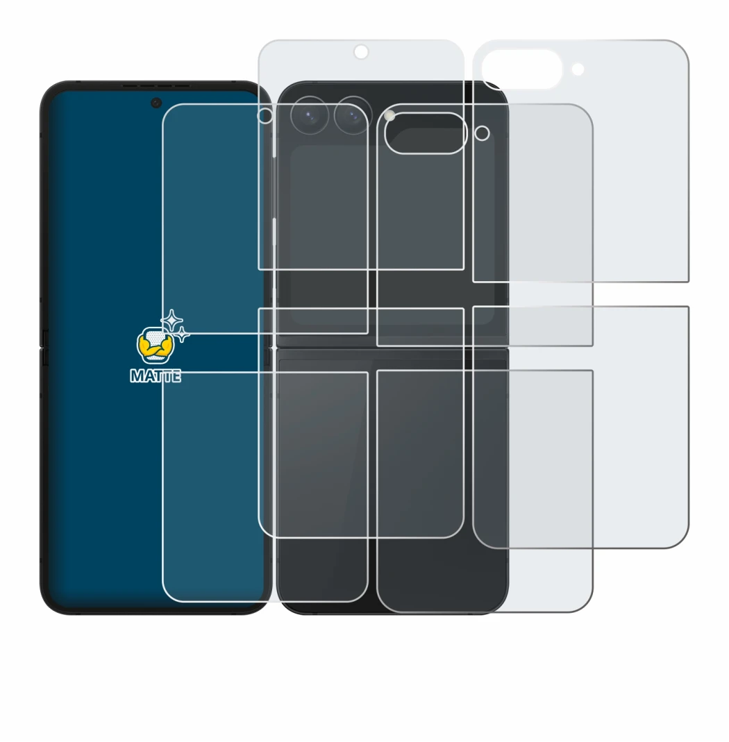 Image of the device Samsung Galaxy Z Flip 7 FE (Front+Back) with a wide variety of screen protectors.