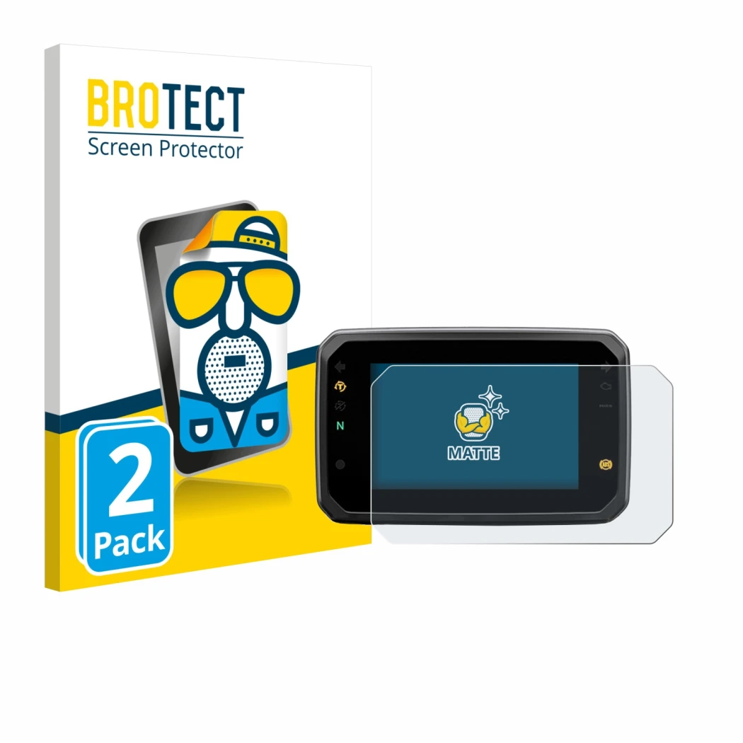 Front side of a product packaging with the brand logo BROTECT. Next to it is the device Honda Hornet CB1000 SP 2025 shown with