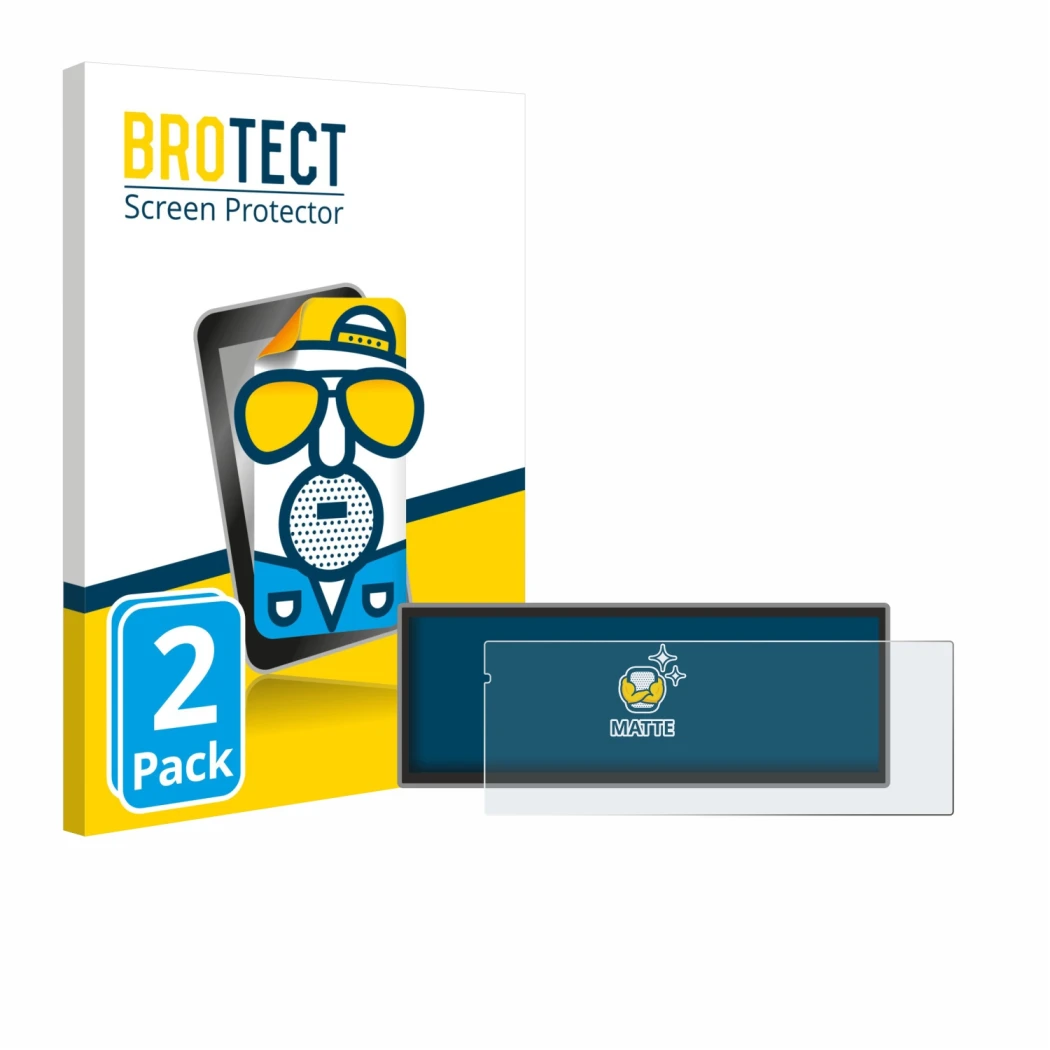 Front side of a product packaging with the brand logo BROTECT. Next to it is the device Carpuride Carplay W125A 11.26