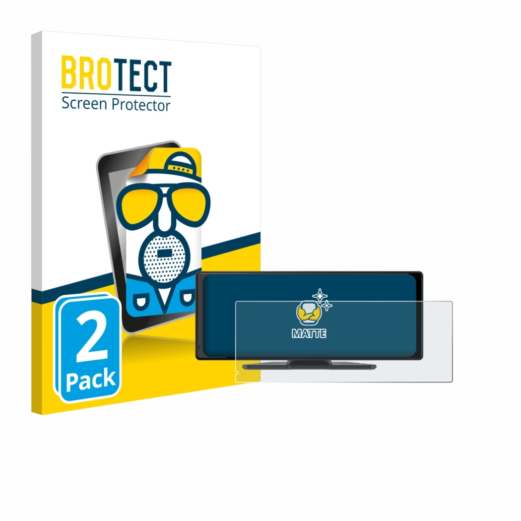 Front side of a product packaging with the brand logo BROTECT. Next to it is the device Carpuride V92 10.26