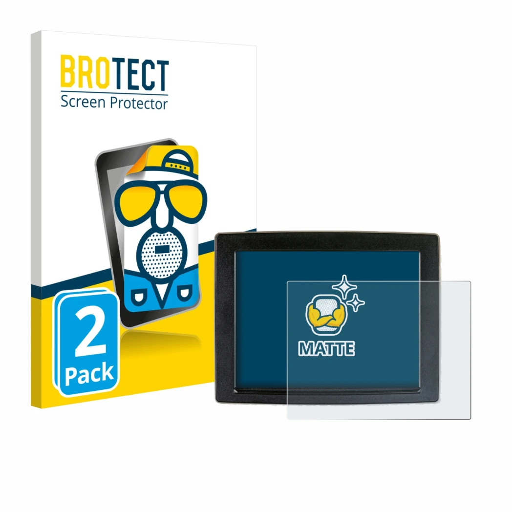 Front side of a product packaging with the brand logo BROTECT. Next to it is the device John Deere GreenStar shown with the co