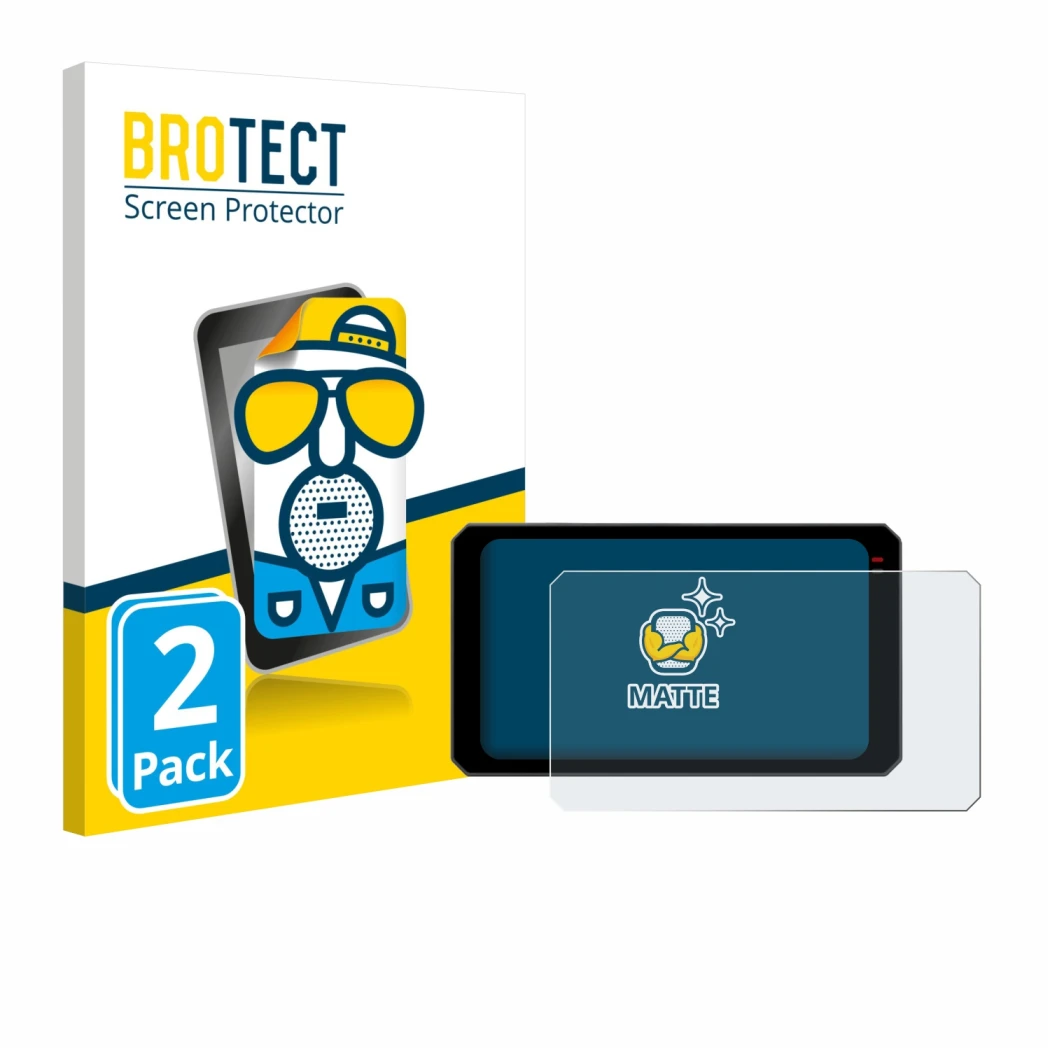 Front side of a product packaging with the brand logo BROTECT. Next to it is the device Chigee AIO-6 Max shown with the corres