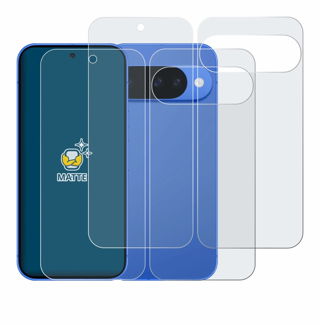 Image of the device Google Pixel 10 (Front+Back) with a wide variety of screen protectors.