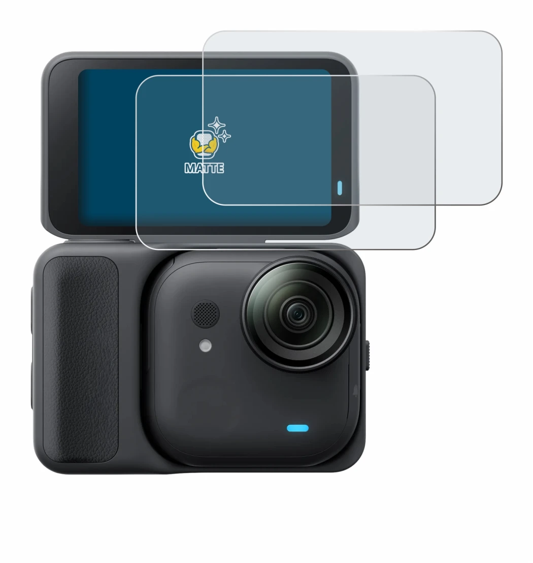 Image of the device Insta360 Go Ultra with a wide variety of screen protectors.