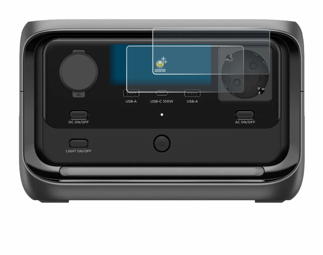 Image of the device EcoFlow River 3 Plus with a wide variety of screen protectors.