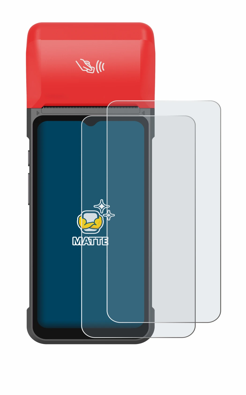 Image of the device iMin Swift 2 Pro with a wide variety of screen protectors.