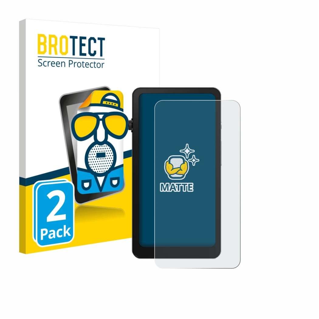 Front side of a product packaging with the brand logo BROTECT. Next to it is the device DuRoBo Krono shown with the correspond