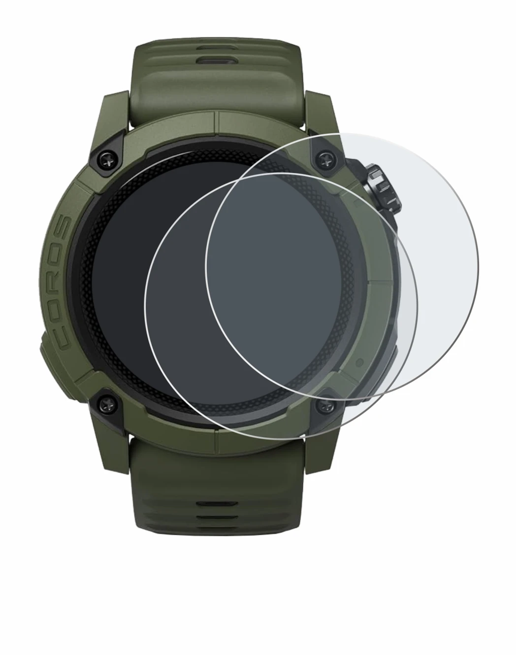 Image of the device Coros NOMAD with a wide variety of screen protectors.