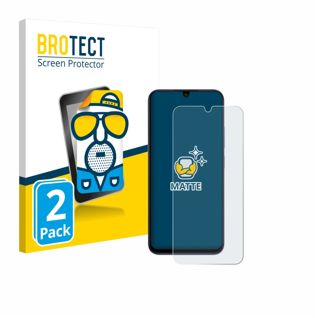 Front side of a product packaging with the brand logo BROTECT. Next to it is the device Xiaomi Poco C85 shown with the corresp