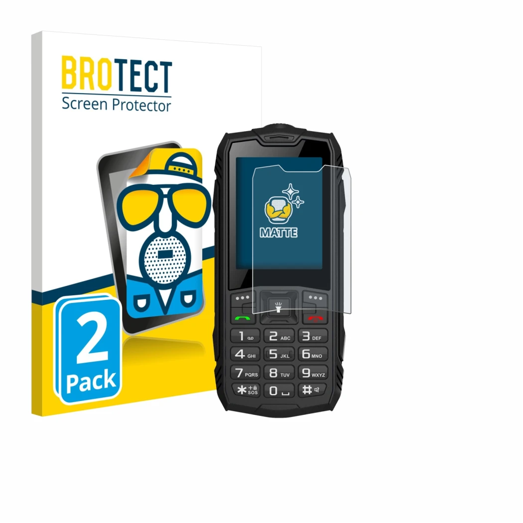 Front side of a product packaging with the brand logo BROTECT. Next to it is the device Hammer Rock shown with the correspondi