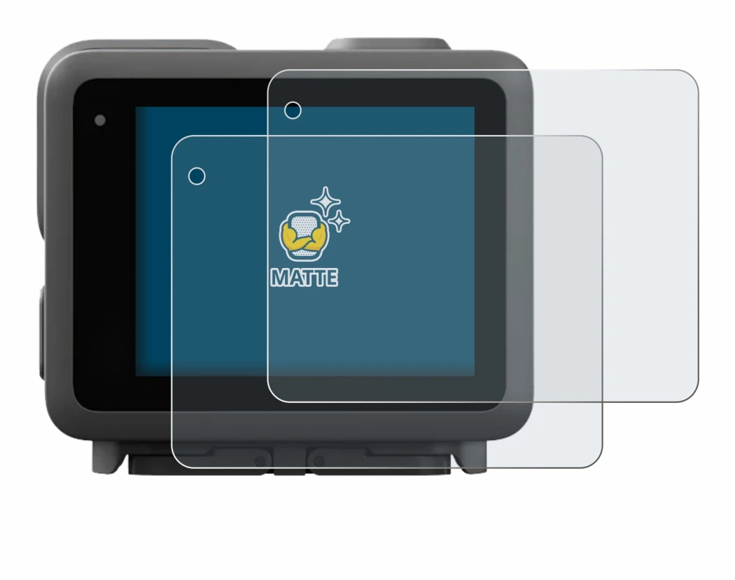 Image of the device GoPro Lit Hero with a wide variety of screen protectors.