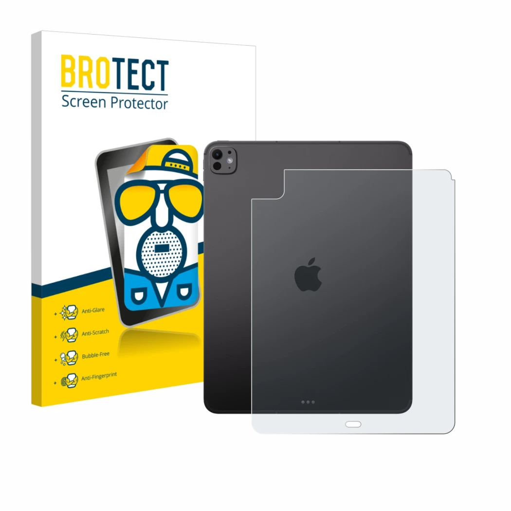 Front side of a product packaging with the brand logo BROTECT. Next to it is the device Apple iPad Pro 13