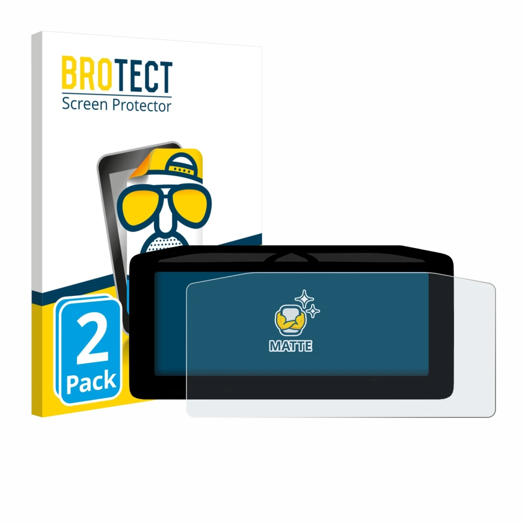 Front side of a product packaging with the brand logo BROTECT. Next to it is the device Ducati Panigale V4 2025 shown with the