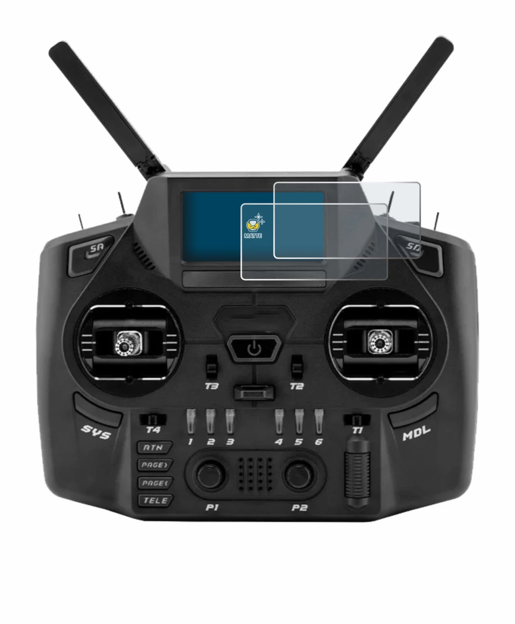 Image of the device Radiomaster GX12 with a wide variety of screen protectors.
