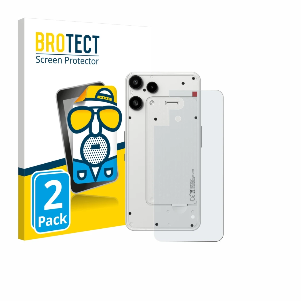 Front side of a product packaging with the brand logo BROTECT. Next to it is the device Nothing Phone (3a) Lite (Back) shown w