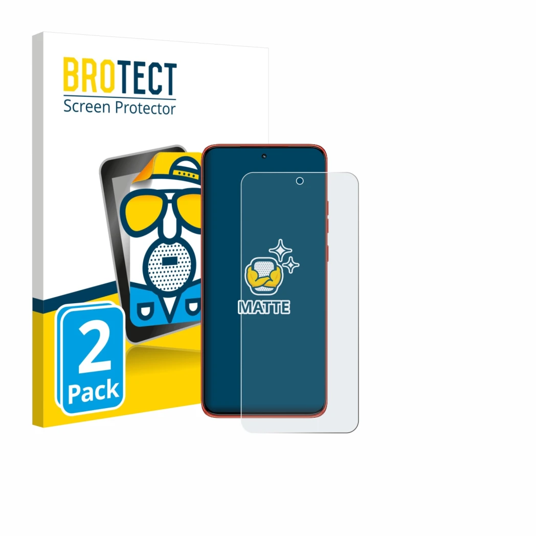 Front side of a product packaging with the brand logo BROTECT. Next to it is the device Motorola Edge 60 Neo shown with the co