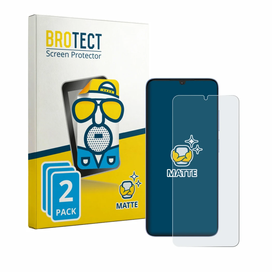Front side of a product packaging with the brand logo BROTECT. Next to it is the device Itel Zeno 20 Max shown with the corres