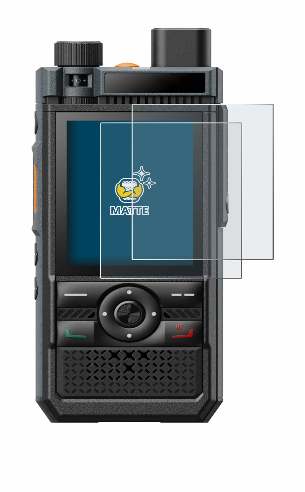 Image of the device Hytera P50 Pro with a wide variety of screen protectors.