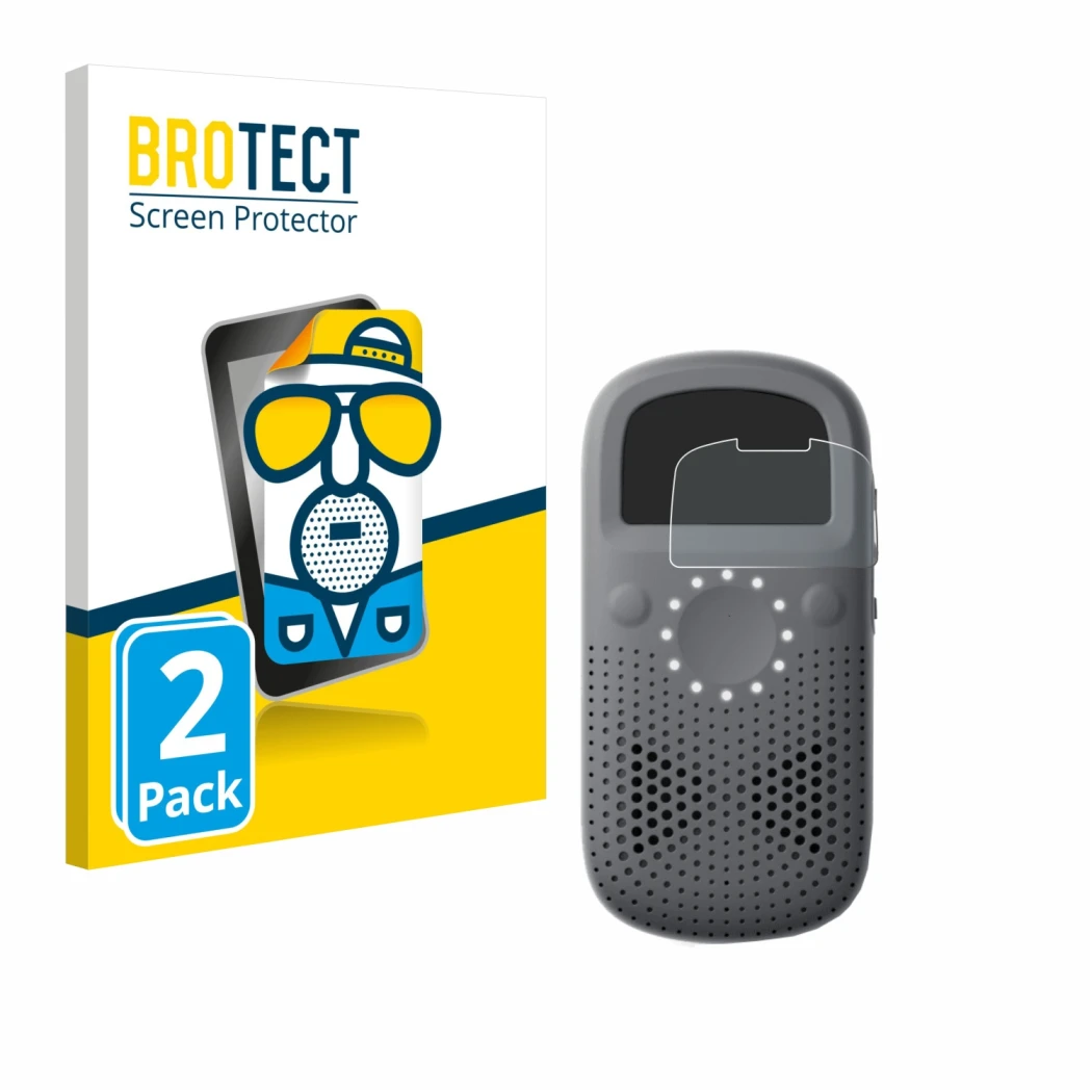 Front side of a product packaging with the brand logo BROTECT. Next to it is the device Relay X shown with the corresponding s