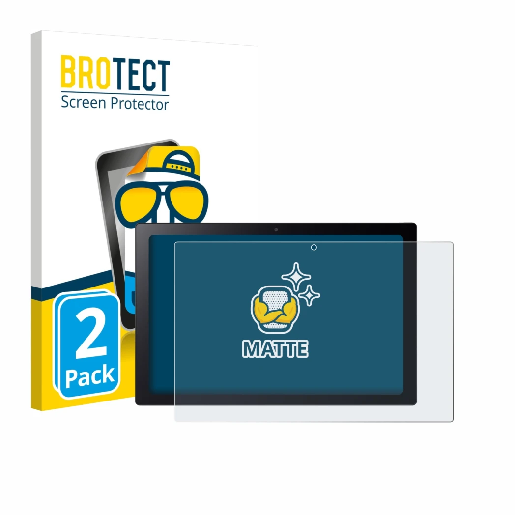 Front side of a product packaging with the brand logo BROTECT. Next to it is the device Acer Chromebook Tab 311 shown with the