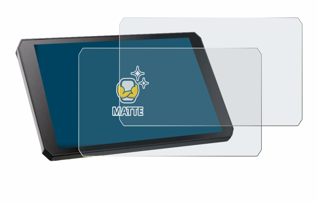 Image of the device RiderNav R7M with a wide variety of screen protectors.