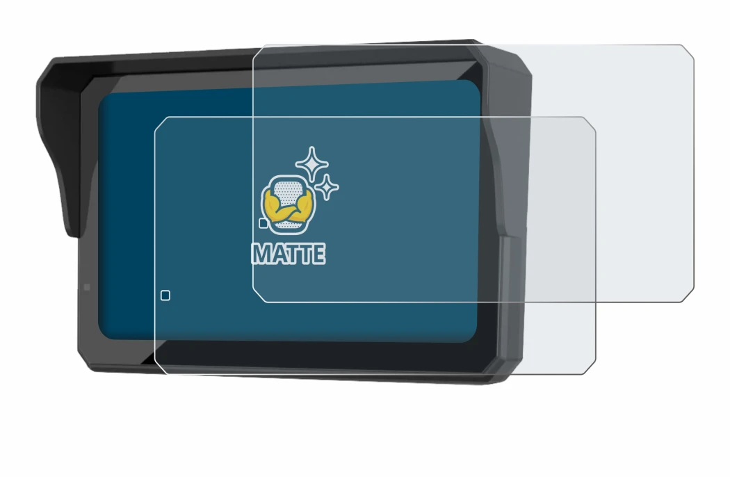 Image of the device Carpuride W602S Pro with a wide variety of screen protectors.